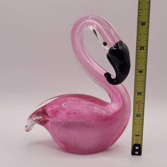 Beautiful Art Glass Blown Glass Pink Flamingo Figurine 6.5" - Picture 9 of 10